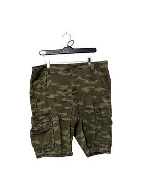 Lee Mens Camo Cargo Shorts Size 38 Green 100% Cotton Casual Outdoor Wear